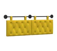 vidaXL Tête de lit Suspendue avec lumière LED Jaune Velours, Chambre Moderne, tête de lit Murale, en Velours, Bois, Gain de Place, Dossier décoratif, Doux au Toucher