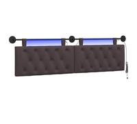 vidaXL Tête de lit Suspendue avec lumière LED Marron foncé Tissu, Chambre Moderne, tête de lit rectangulaire, Dos Confortable, Design Minimaliste, Gain de Place