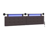 vidaXL Tête de lit Suspendue avec lumière LED Marron foncé Tissu, Tête de lit Moderne rectangulaire, Design Mural, déco de Chambre Personnalisable, Meubles Gain de Place