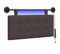 vidaXL Tête de lit Suspendue avec lumière LED Marron foncé Tissu, Tête de lit Moderne rectangulaire, Design Mural, déco de Chambre Personnalisable, Meubles Gain de Place