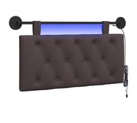 vidaXL Tête de lit Suspendue avec lumière LED Marron foncé Tissu, Tête de lit rectangulaire Moderne, Design en Tissu capitonné, Dossier Confortable pour Une déco de Chambre Sympa