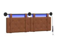 vidaXL Tête de lit Suspendue avec lumière LED Marron PU Antique, Tête de lit Murale Moderne, rectangulaire, Gain de Place, élégante déco intérieure, Meuble Contemporain