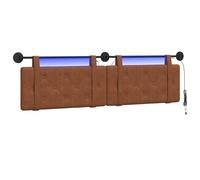 vidaXL Tête de lit Suspendue avec lumière LED Marron PU Antique, Tête de lit Murale Moderne, rectangulaire, Gain de Place, élégante déco intérieure, Meuble Contemporain
