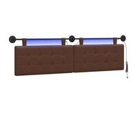 vidaXL Tête de lit Suspendue avec lumière LED Marron Simili Cuir, Tête de lit Moderne, Fixation Murale Chic, Design Flexible, PVC déco intérieure, Gain de Place, Confort Minimal
