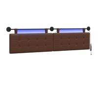 vidaXL Tête de lit Suspendue avec lumière LED Marron Simili Cuir, Tête de lit Moderne, Fixation Murale Chic, Design Flexible, PVC déco intérieure, Gain de Place, Confort Minimal
