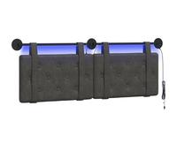 vidaXL Tête de lit Suspendue avec lumière LED Noir PU Antique, Tête de lit Murale Moderne, rectangulaire, Gain de Place, élégante déco intérieure, Meuble Contemporain