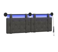 vidaXL Tête de lit Suspendue avec lumière LED Noir PU Antique, Tête de lit Murale Moderne, rectangulaire, Gain de Place, élégante déco intérieure, Meuble Contemporain