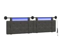 vidaXL Tête de lit Suspendue avec lumière LED Noir PU Antique, Tête de lit Murale Moderne, rectangulaire, Gain de Place, élégante déco intérieure, Meuble Contemporain