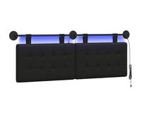 vidaXL Tête de lit Suspendue avec lumière LED Noir Simili Cuir, Tête de lit Moderne, Fixation Murale Chic, Design Flexible, PVC déco intérieure, Gain de Place, Confort Minimal