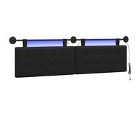 vidaXL Tête de lit Suspendue avec lumière LED Noir Simili Cuir, Tête de lit Moderne, Fixation Murale Chic, Design Flexible, PVC déco intérieure, Gain de Place, Confort Minimal