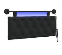 vidaXL Tête de lit Suspendue avec lumière LED Noir Tissu, Chambre Moderne, tête de lit rectangulaire, Dos Confortable, Design Minimaliste, Gain de Place