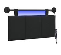 vidaXL Tête de lit Suspendue avec lumière LED Noir Tissu, Tête de lit Moderne rectangulaire, Murale, Personnalisable, Ergonomique, Gain de Place, Panneaux rayés