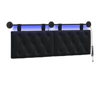 vidaXL Tête de lit Suspendue avec lumière LED Noir Velours, Chambre Moderne, tête de lit Murale, en Velours, Bois, Gain de Place, Dossier décoratif, Doux au Toucher