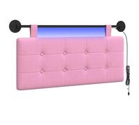 vidaXL Tête de lit Suspendue avec lumière LED Rose Tissu, Tête de lit Moderne rectangulaire, Design Mural, déco de Chambre Personnalisable, Meubles Gain de Place