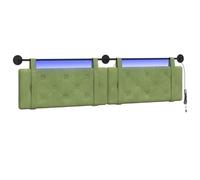 vidaXL Tête de lit Suspendue avec lumière LED Vert Clair Velours, Tête de lit, en Velours rectangulaire, accrochée au Mur, Confort Doux, décor tufté Qui économise de l'espace
