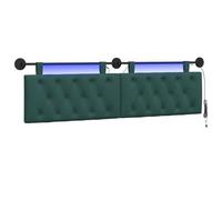 vidaXL Tête de lit Suspendue avec lumière LED Vert foncé Tissu, Chambre Moderne, tête de lit rectangulaire, Dos Confortable, Design Minimaliste, Gain de Place