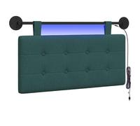 vidaXL Tête de lit Suspendue avec lumière LED Vert foncé Tissu, Tête de lit Moderne rectangulaire, Design Mural, déco de Chambre Personnalisable, Meubles Gain de Place
