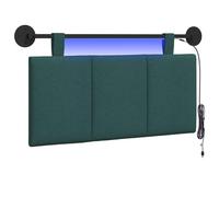 vidaXL Tête de lit Suspendue avec lumière LED Vert foncé Tissu, Tête de lit Moderne rectangulaire, Murale, Personnalisable, Ergonomique, Gain de Place, Panneaux rayés