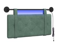 vidaXL Tête de lit Suspendue avec lumière LED Vert Mer Velours, Tête de lit, en Velours rectangulaire, accrochée au Mur, Confort Doux, décor tufté Qui économise de l'espace