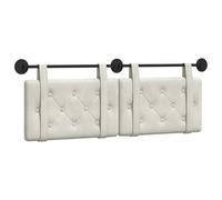 vidaXL Tête de lit suspendue Crème 130 x 55 x 5 cm Velours, Tête de lit moderne rectangulaire à montage mural, rembourrée avec des sangles, design à boutons capitonnés pour une déco de chambre relaxan