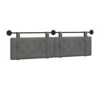 vidaXL Tête de lit suspendue Gris foncé 190 x 55 x 5 cm Velours, Tête de lit moderne rectangulaire à montage mural, rembourrée avec des sangles, design à boutons capitonnés pour une déco de chambre re