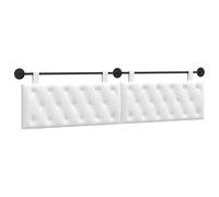vidaXL Tête de lit Suspendue Montage Mural Blanc 210 x 55 x 7 cm Tissu, Chambre à Coucher, tête de lit en Tissu, Design Moderne à Monter au Mur, Dossier Doux et Confortable, Gain de Place
