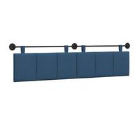 vidaXL Tête de lit suspendue Montage mural Bleu 210 x 55 x 5 cm tissu, Décor mural de chambre, tête de lit suspendue rectangulaire moderne, panneau rembourré gain de place, design minimaliste ajustabl