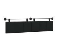 vidaXL Tête de lit suspendue Montage mural Noir 210 x 55 x 5 cm tissu, Décor mural de chambre, tête de lit suspendue rectangulaire moderne, panneau rembourré gain de place, design minimaliste ajustabl