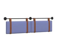 vidaXL Tête de lit Suspendue Uni Bleu Denim 170 x 55 x 5 cm PU Antique, Chambre Minimaliste, Têtière Murale, Design Rectangulaire, Confort Rembourré, Accessoire Gain de Place Efficace