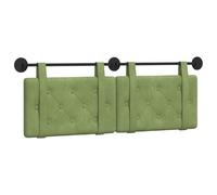 vidaXL Tête de lit suspendue Vert clair 150 x 55 x 5 cm Velours, Tête de lit moderne rectangulaire à montage mural, rembourrée avec des sangles, design à boutons capitonnés pour une déco de chambre re