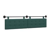 vidaXL Tête de lit Suspendue Vert foncé 210 x 55 x 5 cm Tissu, Têtière Moderne et rembourrée de Forme rectangulaire, montée au Mur, pour Une déco Confortable et Gain de Place.