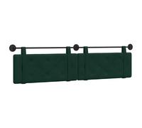 vidaXL Tête de lit suspendue Vert foncé 210 x 55 x 5 cm Velours, Tête de lit moderne rectangulaire à montage mural, rembourrée avec des sangles, design à boutons capitonnés pour une déco de chambre re