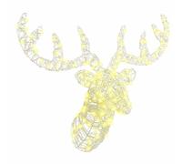 vidaXL Tête de Renne Blanc Chaud 60 cm Acrylique, Salon, décoration Moderne de Renne, Ornement de Noël, Figure Acrylique, lumière LED, Style épuré