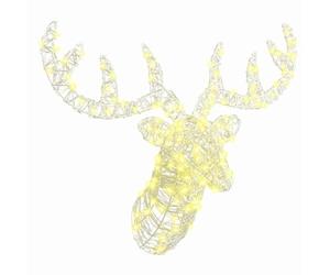 vidaXL Tête de Renne Blanc chaud 60 cm Acrylique, Salon, décoration moderne de renne, ornement de Noël, figure acrylique, lumière LED, style épuré