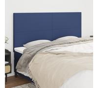 vidaXL Tête de Lit Meubles de Chambre à Coucher Accessoires de Lit Simple Têtes de Cadre de Lit Intérieur Bleu 180x5x118/128 cm Tissu