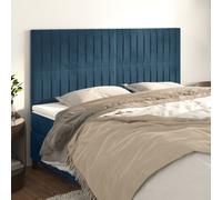 vidaXL Tête de Lit Meubles de Chambre à Coucher Accessoires de Lit Simple Têtes de Cadre de Lit Intérieur Bleu Foncé 160x5x118/128 cm Velours