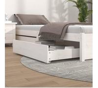 Bedlades 2 st massief grenenhout wit814990