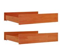 vidaXL Tiroirs de lit 2 pcs Cire Marron Bois de pin Massif, tiroir de Rangement, tiroir de lit en Bois Massif, boîte de lit, tiroir sous Le lit
