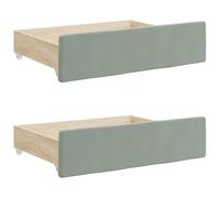 Tiroirs de lit 2 pcs gris clair bois d ingénierie et velours