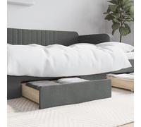 Tiroirs de lit 2 pcs gris foncé bois d ingénierie et tissu