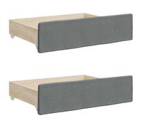 Tiroirs de lit 2 pcs gris foncé bois d ingénierie et tissu