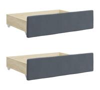 vidaXL Tiroirs de lit 2 pcs gris foncé bois d'ingénierie et velours, tiroir de rangement, coffre de lit, unité de rangement de lit, tiroir sous le lit