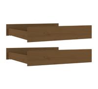 Vidaxl Tiroirs De Lit 2 Pcs Marron Miel Bois De Pin Massif Marron