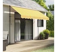 Tissu de remplacement de cantonnière d'auvent jaune blanc 3 m, dessus de store de remplacement, parasol de patio,, auvent de jardin