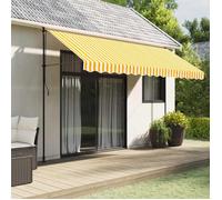vidaXL Tissu de remplacement de cantonnière d’auvent jaune blanc 380x20 cm 367758