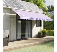 vidaXL Tissu de remplacement de cantonnière d’auvent rayure bleu blanc 367747