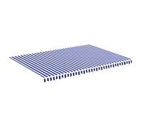 vidaXL Toile de remplacement pour store 5x3,5 m bleu et blanc 311922 Blanc G