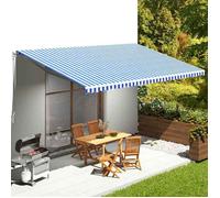 vidaXL Tissu de remplacement pour auvent 6x3,5 m bleu et blanc