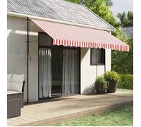 vidaXL Tissu de Remplacement pour auvent Rouge et Blanc 400x350 cm Polyester
