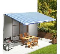 Tissu de Remplacement pour Auvent Bleu et Blanc 4,5x3,5 m Store Banne vidaXL
